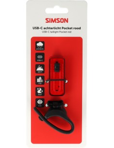 Achterlicht Simson USB-C LED Pocket - Rood 2