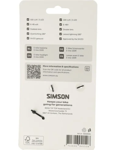 Koplamp Simson aurora E-line 100r