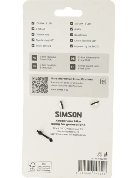 Koplamp Simson aurora E-line 100r