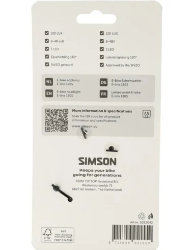 Koplamp Simson aurora E-line 120s