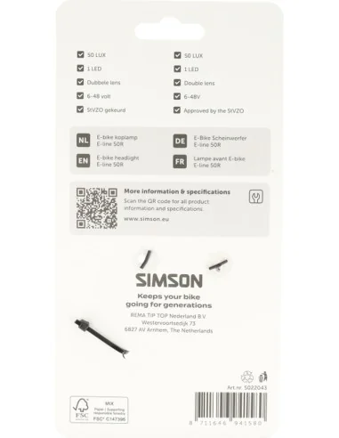 Koplamp Simson aurora E-line 50r