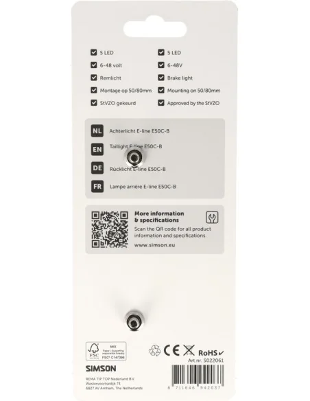 Achterlicht Simson aurora E-line e50c-b