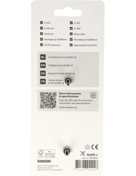 Achterlicht Simson aurora E-line e100c-b