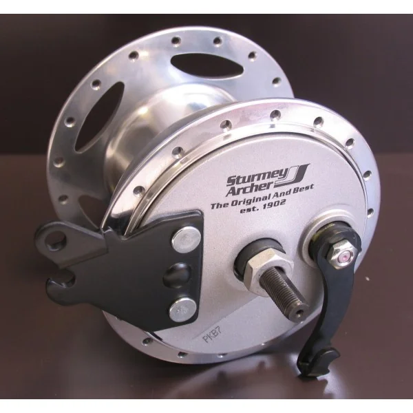 Versnellingsnaaf 3 speed Sturmey Archer XL-RD3 90 mm trommelremnaaf - 36 gaats - zilver