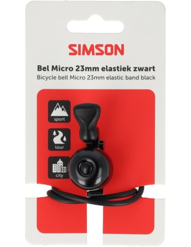 Bel Simson Micro 23mm rubber elastiek bevestiging - zwart