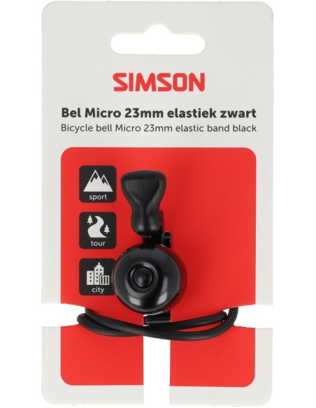 Bel Simson Micro 23mm rubber elastiek bevestiging - zwart