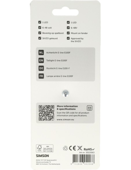 Achterlicht Simson aurora E-line e100f