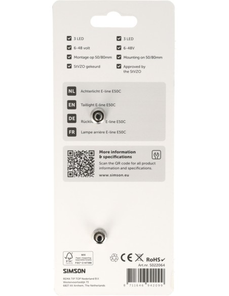 Achterlicht Simson aurora E-line e50c