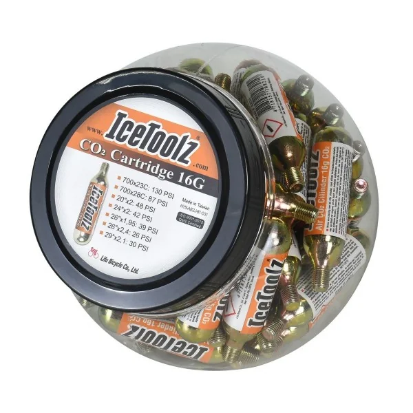 CO2 patronen 16 gram met schroefdraad IceToolz A821 (pot van 50 stuks)