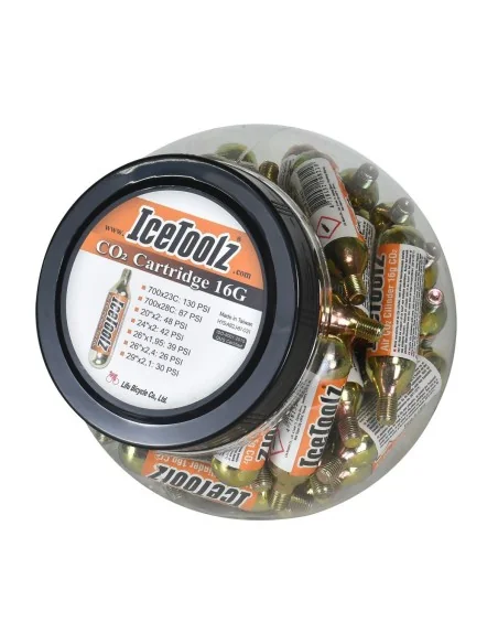 CO2 patronen 16 gram met schroefdraad IceToolz A821 (pot van 50 stuks)