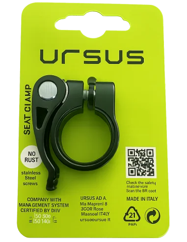 Zadelpenklem met snelspanner Ursus ø25.7 mm aluminium - zwart
