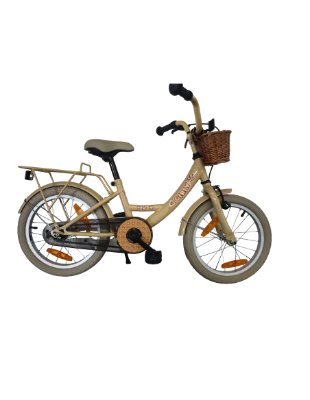 Kinderfiets Bikefun Girly 16 inch - met mandje en remnaaf - Goud