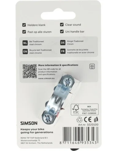 Fietsbel Simson Traditioneel - chroom
