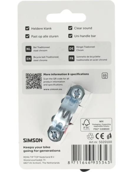 Fietsbel Simson Traditioneel - chroom