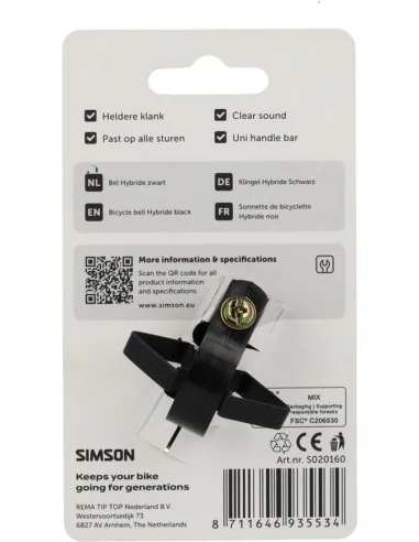 Fietsbel Simson Hybride - zwart