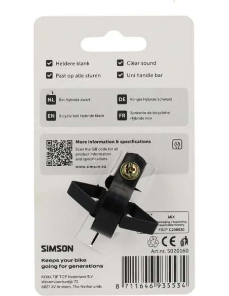 Fietsbel Simson Hybride - zwart