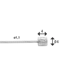 Schakel binnenkabel 3000 mm 1×19 draads RVS ø1,1mm met N-nippel ø4×4mm(doos à 50 stuks) - Zilver 2