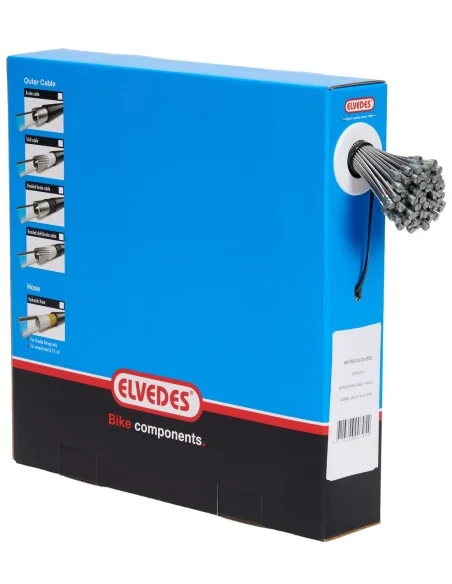 Rem binnenkabel Elvedes 2000 mm 1 x 19 draads RVS Slick ø1,5mm V-nippel ø5,5 x 10 mm (doos à 100 stuks) - Zilver