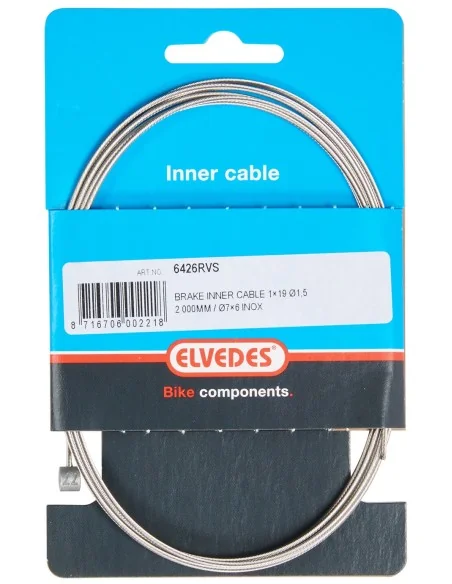 Rem binnenkabel Elvedes 2 000 mm 1×19 draads RVS ø1,5mm met T-nippel ø7 × 6mm