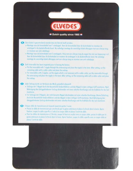 Schakel binnenkabel Elvedes 3000mm 1 x 19 draads RVS ø1,1mm met ø2,5 ×10 en ø4 × 4mm N-nippel - Zilver