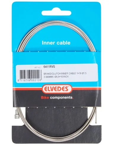 Rem binnenkabel Elvedes 2 000 mm 1×19 draads RVS ø1,5mm met V-nippel ø5,5 × 10