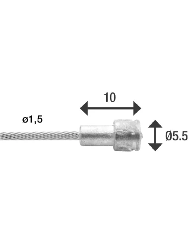 Rem binnenkabel Elvedes 2 000 mm 1×19 draads RVS ø1,5mm met V-nippel ø5,5 × 10