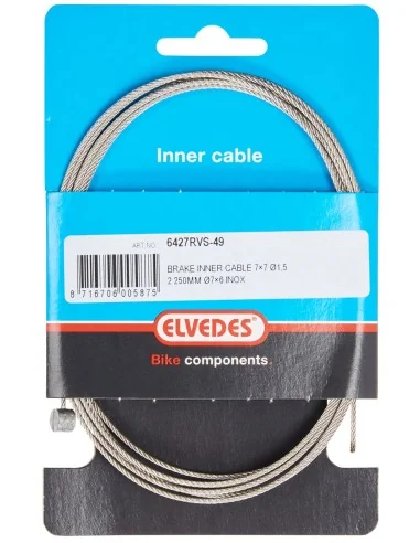 Rem binnenkabel Elvedes 2250mm 7×7 draads RVS ø1,5mm met T-nippel ø7 × 6 mm