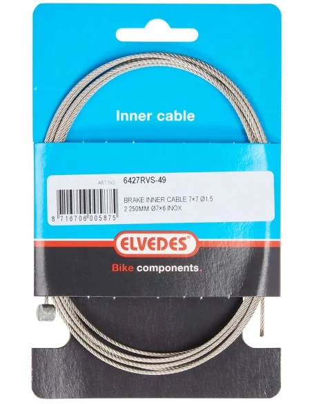 Rem binnenkabel Elvedes 2250mm 7×7 draads RVS ø1,5mm met T-nippel ø7 × 6 mm