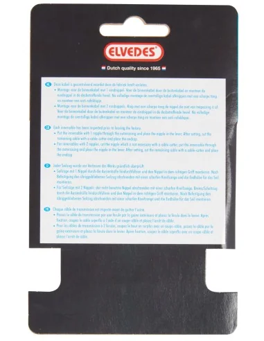 Rem binnenkabel Elvedes 900mm 1 ×19 draads verzinkt ø1,5mm met T-nippel ø7 × 6mm