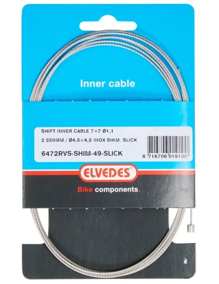 Schakel binnenkabel Elvedes 2250 mm 7 ×7 draads RVS ø1,1mm met N-nippel ø4.5 × 4.5mm - Zilver