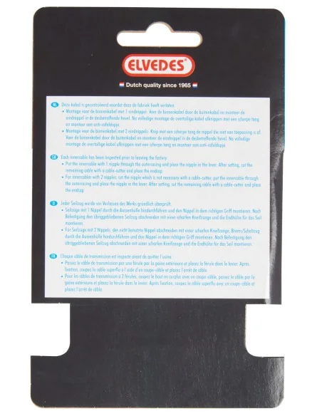 Schakel binnenkabel Elvedes 2250 mm 7 ×7 draads RVS ø1,1mm met N-nippel ø4.5 × 4.5mm - Zilver