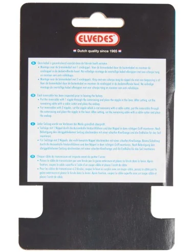 Rem binnenkabel Elvedes 2250mm 7×7 draads RVS ø1,5mm met V-nippel ø5,5 × 10 en T-nippel ø7 × 6mm