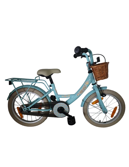 Kinderfiets Bikefun Girly 16 inch - met mandje en remnaaf - Blauw