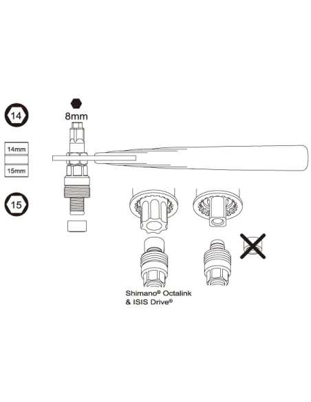 Cranktrekker IceToolz 04S1 met 8 mm inbus- & 14/15 mm dopsleutel