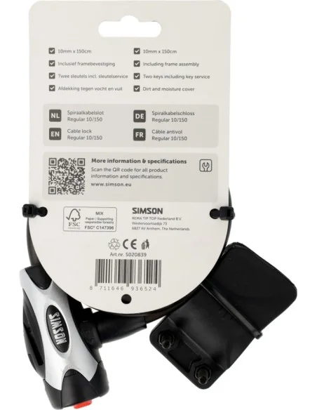 Spiraalkabelslot Simson Regular size XL - 10mm x 150cm