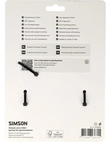 Ringslot Simson Universeel Connect 72mm