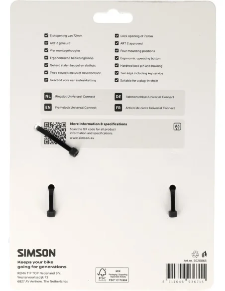 Ringslot Simson Universeel Connect 72mm
