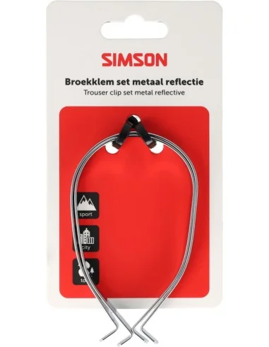 Broekklemmen Simson metaal met reflectie