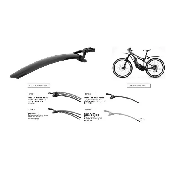 Achterspatbord 26-29" Polisport Mud Pro met zadelpenbevestiging - zwart