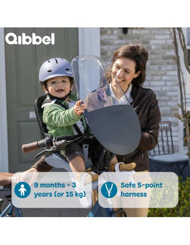 Kinderzitje voor Qibbel Air - Midnight Black - inclusief stuurpenadapter voor geïntegreerde kabels
