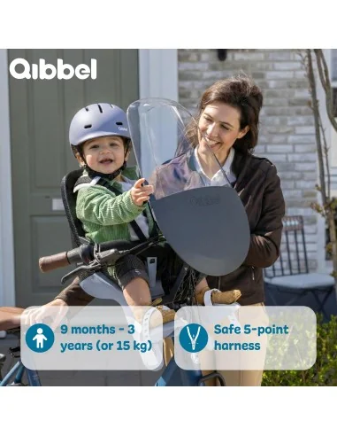 Kinderzitje voor Qibbel Air - Midnight Black - inclusief stuurpenadapter voor geïntegreerde kabels