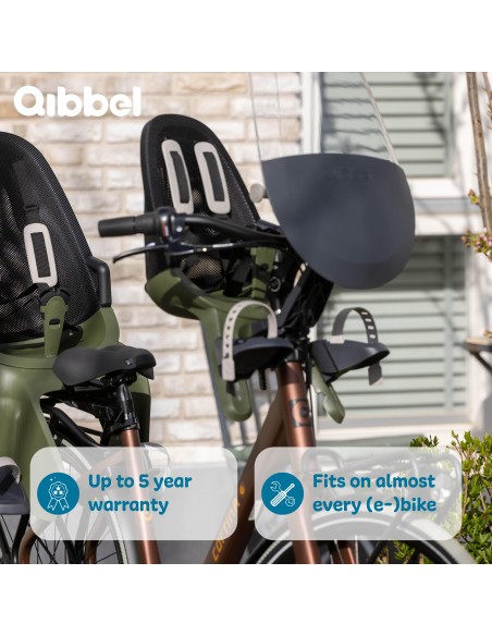 Kinderzitje voor Qibbel Air - Midnight Black - inclusief stuurpenadapter voor geïntegreerde kabels
