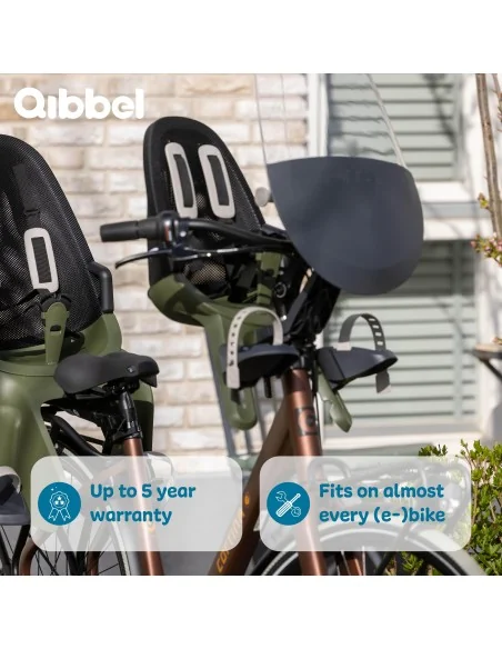Kinderzitje voor Qibbel Air - Midnight Black - inclusief stuurpenadapter voor geïntegreerde kabels