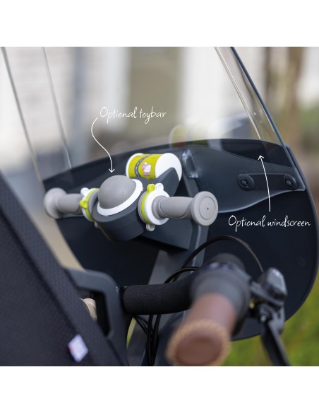 Kinderzitje voor Qibbel Air - Midnight Black - inclusief stuurpenadapter voor geïntegreerde kabels
