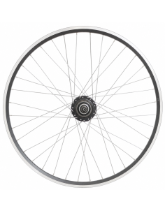 Achterwiel 28 inch Nexus 7 naaf (zwart) - ZAC2000 velg (zwart/zilver) met RVS spaken - voor schijfrem