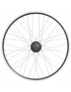 Achterwiel 28 inch Nexus 7 naaf (zwart) - ZAC2000 velg (zwart/zilver) met RVS spaken - voor schijfrem