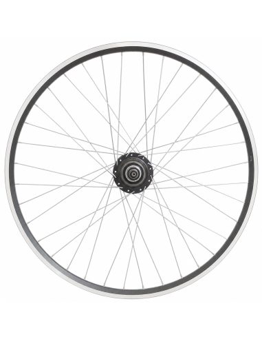 Achterwiel 28 inch Nexus 7 naaf (zwart) - ZAC2000 velg (zwart/zilver) met RVS spaken - voor schijfrem