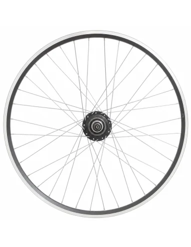 Achterwiel 28 inch Nexus 7 naaf (zwart) - ZAC2000 velg (zwart/zilver) met RVS spaken - voor schijfrem