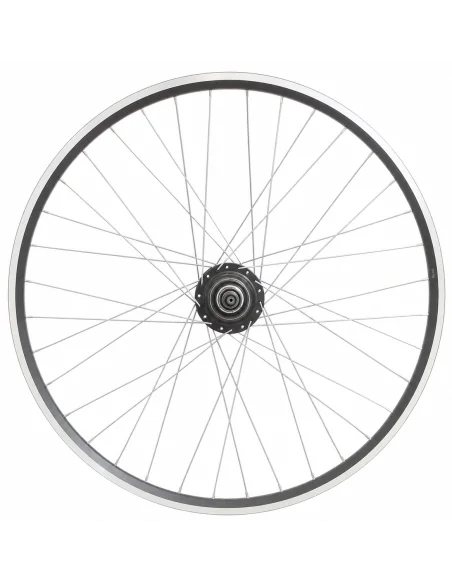 Achterwiel 28 inch Nexus 7 naaf (zwart) - ZAC2000 velg (zwart/zilver) met RVS spaken - voor schijfrem