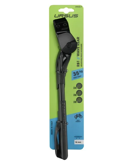 Achterstandaard 24 t/m 29" Ursus Wave met 18 mm bevestigingsplaat - zwart